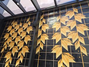 Mural in lobby patio area.